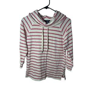 Chaps By Ralph Lauren Women's Pink And White Striped Sweatshirt Pullover Sz S